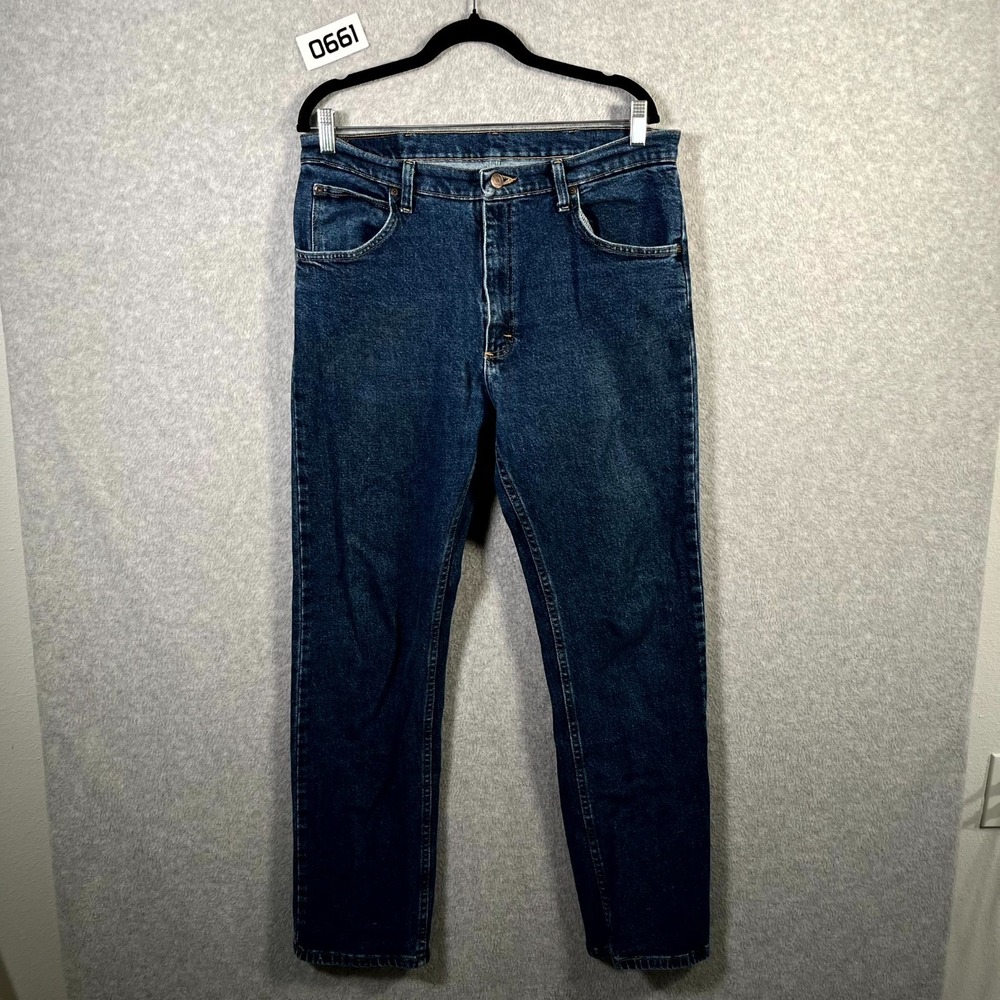 Wrangler Jeans Mens 34x32 Blue Denim Cotton Medium Wash Cowboy‎ Straight Leg